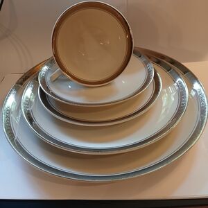 Elegant Cream and Silver Dinnerware Set